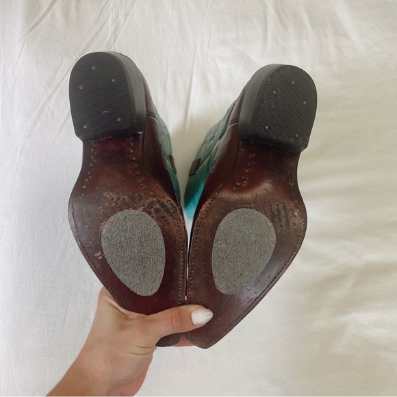 Team West Vintage Turquoise Cowboy Boots - Picture 8 of 9